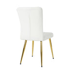 ZUN Modern White teddy wool dining chair, upholstered chair with fabric accent side chair with W210127517