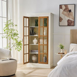 71.2'' Tall Display Cabinet with Glass Doors, Rustic Style China Cabinet, Curio Cabinet for N845P272501W