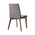 ZUN Set of 2 Grey Fabric Upholstered Dining Side Chairs in Walnut Finish B016P223111