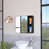 ZUN Minsk Medicine Cabinet, Mirror, Two External Shelves, Single Door Cabinet, Three Interior Shelves B128P148749