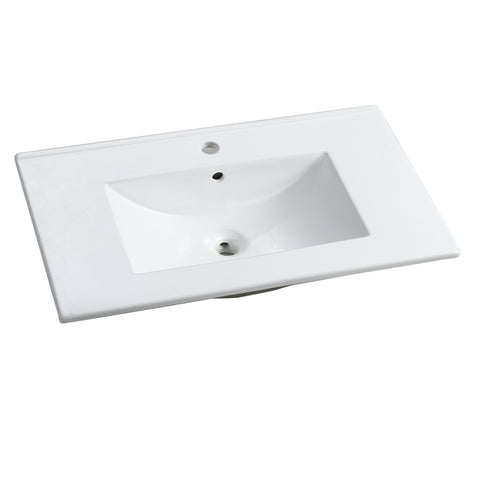 ZUN 30 Inch Bathroom Ceramic Sink Basin, White W1550P168218