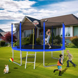 ZUN 12FT Trampoline for Kids & Adults with Basketball Hoop and Ball ,Recreational Trampolines with K1163139544