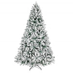 ZUN 6 FT Unlit Snow Flocked Hinged Artificial Christmas Pine Tree Full 1050 Tips Branch w/Sturdy Metal 37419795