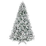 ZUN 6 FT Unlit Snow Flocked Hinged Artificial Christmas Pine Tree Full 1050 Tips Branch w/Sturdy Metal 37419795