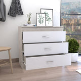 Dresser 29"H, Three Drawers, Metal Hardware, Superior Top, Light Gray / White B097133222