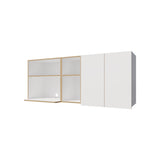 Wall-Mounted Kitchen Cabinet with Microwave Space, Open Shelves, and Double Doors Natural Oak and B128P287520