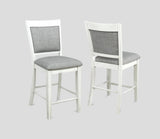 ZUN Farmhouse Style 2pc White & Gray Linen Counter Height Chair Bar Stool Footrest Wooden Furniture B011P148063