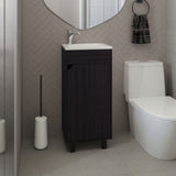 Bethel Wide One-Door Cabinet, Free Standing Vanity With Resin Sink And Two Shelves, Bathroom B200P335377