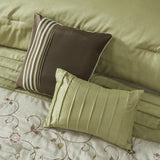 Embroidered 7 Piece Comforter Set Green Queen B03597123