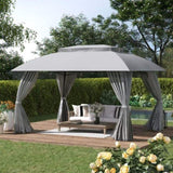 ZUN 10' x 13' Patio Gazebo Canopy, Double Vented Roof, Steel Frame, Curtain Sidewalls, Outdoor Sun Shade W2225142539