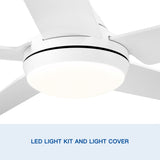 ZUN 48 In Intergrated LED Ceiling Fan with White ABS Blade W1367P171202