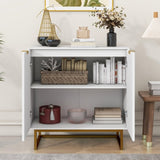 White and Gold Storage Cabinet 2 Doors, Modern Buffet Sideboard Cabinet, Kitchen Buffet Cabinet W409128108