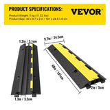 VEVOR Cable Protector Ramp, 4 Packs 2 Channels Speed Bump Hump, Rubber Modular Speed Bump Rated T3342P360020