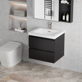 30" Floating Bathroom Vanity with Sink, Modern Wall-Mounted Bathroom Storage Vanity Cabinet with W1573P152692