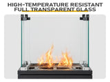 Black Rectangular Patio Heater with Glass Cover, 42 x 42 x 138 cm, Iron Construction, with Wheels 09920518