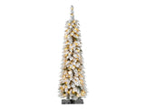 3FT, 4FT, 5FT, 6FT, 4 Pack Pre-Flocked Christmas Trees, Pencil Christmas Tree with Snow Tips, X'Mas N710P513665K