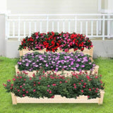 ZUN 3 Tier Raised Garden Bed Kit Wooden Planter Box Heavy Duty Solid Fir Wood W2181P154373