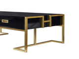 Modern Black Rectangular Coffee Table with 4 Drawers and Gold Base in 47.3" N735P305626B