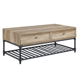 Oak and Sandy Black Coffee Table with Bottom Shelf B062P209062