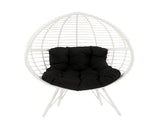 Galzed Black Fabric & White Wicker Patio Lounge Chair B2726P338653