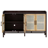 TREXM Rustic Sideboard with Decorative Rattan Doors and Adjustable Shelves for Entryway, Dining N715P203848D