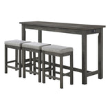 ZUN 4pc Counter Height Dining Set Gray Finish Counter Height Table w Drawer Built-in USB Ports Power B011P151856