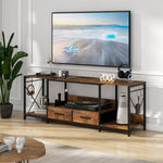 ZUN TV Stand with LED Lights Power Outlets - TV Stand with Fabric Drawers for 65 70 75 Inches TV W2977P224347