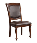 ZUN Luxurious Traditional Dining Chairs Brown Cherry Solid wood Espresso Leatherette Seat Set of 2pc B011115504