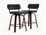 1pcs Bar Stool, Solid Iron Tube Backrest, PU Upholstery, Curved Wood Legs, Swivel Bar Chair, Black 29325843
