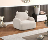 Raelynn 25.5"W Beige Sherpa Bear-Shaped Kids Armchair B061P236766