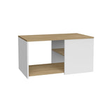 Coffee Table, 2 Shelves, White / Natural Oak B097P262372