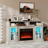 58" TV Stand with RGB Fireplace Gray- Smart App Remote Control, 4777 BTU Heater 30487667