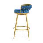 ZUN Swivel Counter Height Bar Stools Set of 2, 31." Bar Height Stools with Hand-Woven Backrest & Gold N762P216979C