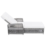 Outdoor Long Reclining Chaise, Wicker Lounge with Armrests, Patio Adjustable Recliner with Soft 81501367