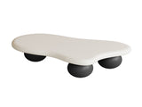 40 Inch Cloud Shaped Coffee Table with 3 Ball Legs for Living Room, White Top Black Legs 31213575