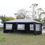 ZUN 10'x20' Outdoor Party Tent with 6 Removable Sidewalls, Waterproof Canopy Patio Wedding Gazebo, Black 67497602