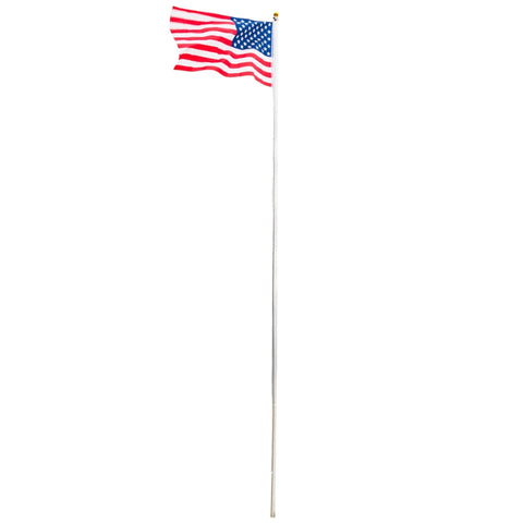 ZUN 20ft Solemn Outdoor Decoration Sectional Halyard Pole US America Flag Flagpole Kit 39488626