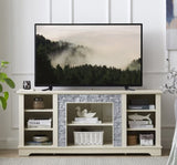 Mantel Stone TV Media Stand with with Faux Stacked Stone Surround, Modern Entertainment Console with W1758P187685