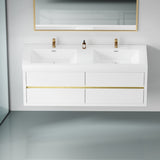 60" Wall-Mounted Bathroom Vanity with Sink, Floating Bathroom Storage Cabinet with Stone Resin W1573P211176