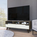 ZUN Hamburg TV Stand For TV´s up 52", Four Legs, Three Open Shelves,Two Upturned Drawers B128P148920