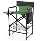 31" Tall Directors Chair with Footrest, 4Portable Bar Height Folding Camping Chair with Built-in Cup 85468184