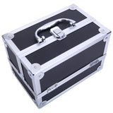 ZUN SM-2176 Aluminum Makeup Train Case Jewelry Box Cosmetic Organizer with Mirror 9"x6"x6" Black 12276436