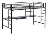 198*143*182cm With Table Shelf Elevated Bed Iron Bed Black 26471128