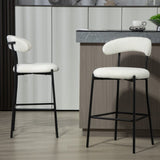 26'' Counter height bar stools Teddy fabric cover kitchen island counter bar stool with black powder W2215P196282