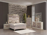 Omari Modern Style 5-Drawer Chest Made with Wood and Gold Accents in Beige B009P245443