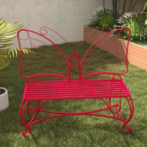 ZUN Butterfly Cast Metal Garden Bench, Outdoor Bench Patio Seat, Park Bench Outdoor Seating for Garden, W2167P215369