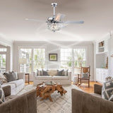 ZUN 52'' Crystal Shade Ceiling Fan Lamp With Remote Control 3 Speed , 5 Reversible W1592P192260