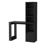 ZUN Peterson Computer Desk with 4-Tier Bookcase and 1-Door Cabinet Black B062111729