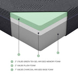 ZUN 11inch Queen Mattress Green Tea Gel-Infused Memory Foam Mattress, Gray, Mattress in a Box B011P212529