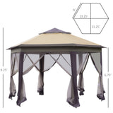 ZUN Pop Up Gazeb Party Tent-Coffee and Beige 27928662